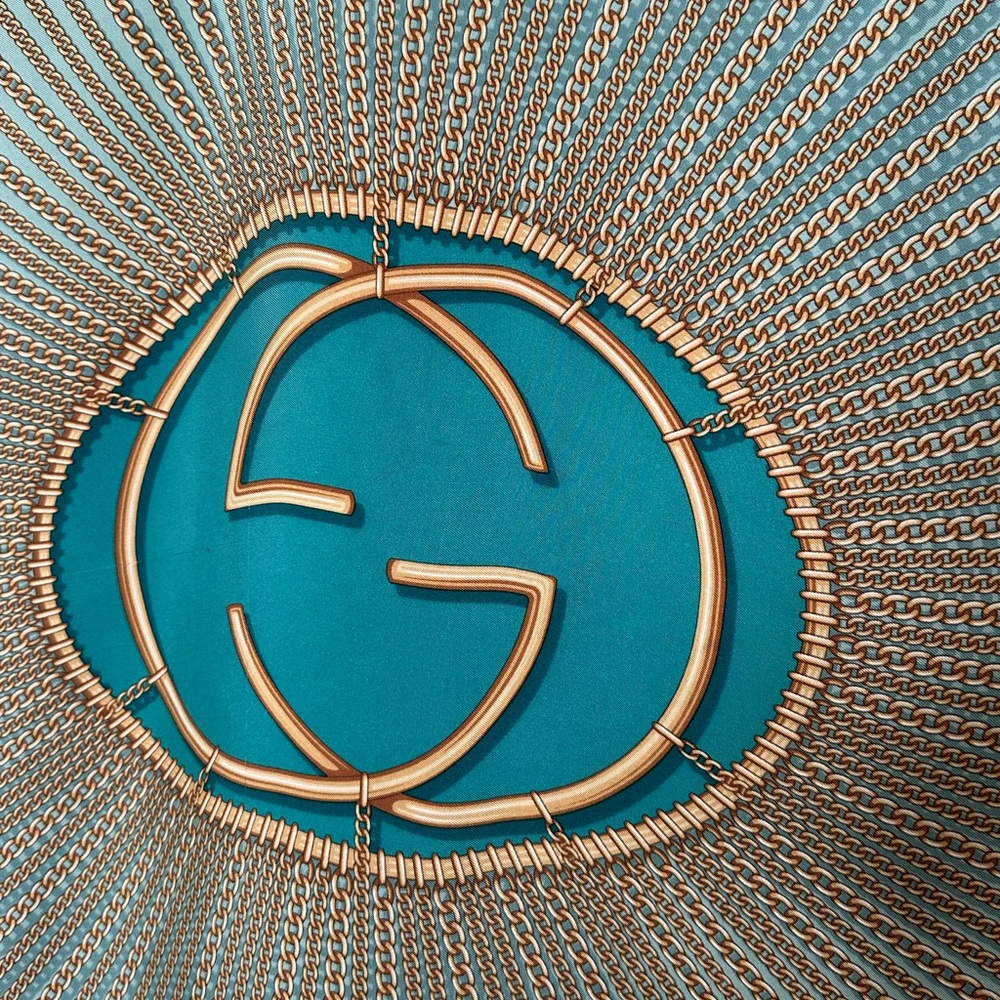 Authentic Gucci Teal and Gold Accent scarf - Picture 3 of 4